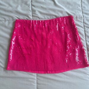 Alice + Olivia Fuchsia Sequin Mini Skirt